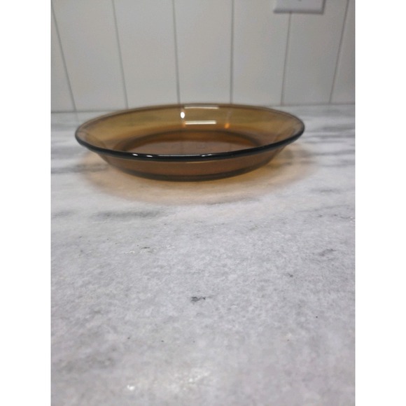 Anchor Hocking Amber Pie Pan, 9" Baking Plate, Vtg Glass Dish, Oven-Micro Safe - Picture 1 of 10